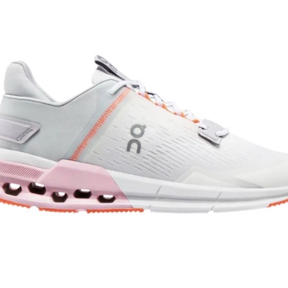 On Running cloudnova flux Women's White and Pink Running Shoes